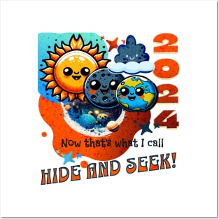 Cute Kids Solar Eclipse Hide and Seek Posters and Art